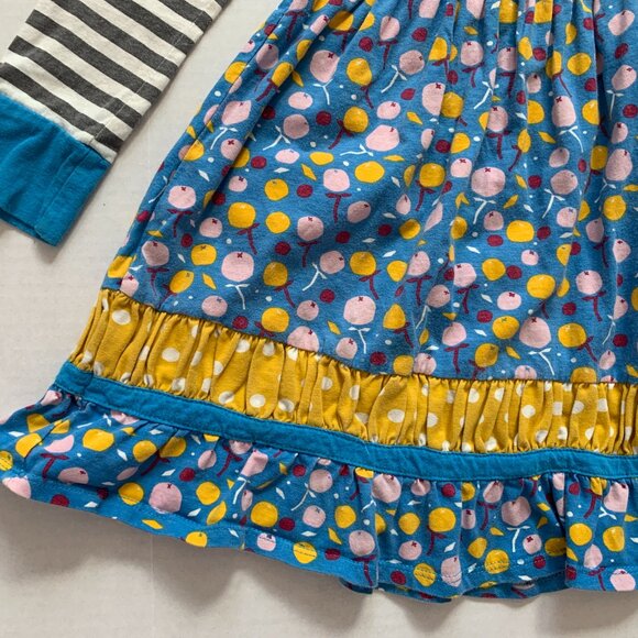 Jelly Pug Girls Sz 7 Striped Fall Apples Ruffle Flower Long sleeved Dress - Picture 2 of 8